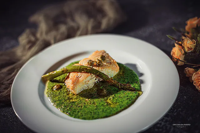 Gastronomia: Fotógrafo de gastronomia em Americana: peixe em creme verde, luz suave